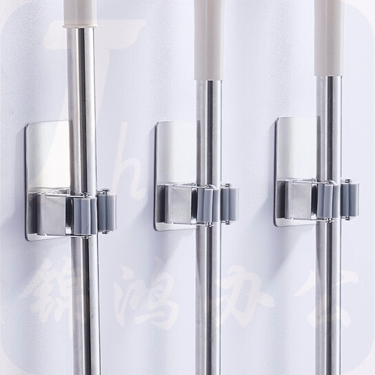 免打孔拖把夹挂钩贴  壁挂拖把神器  卫生间置物挂钩 3个/组 货号：JC