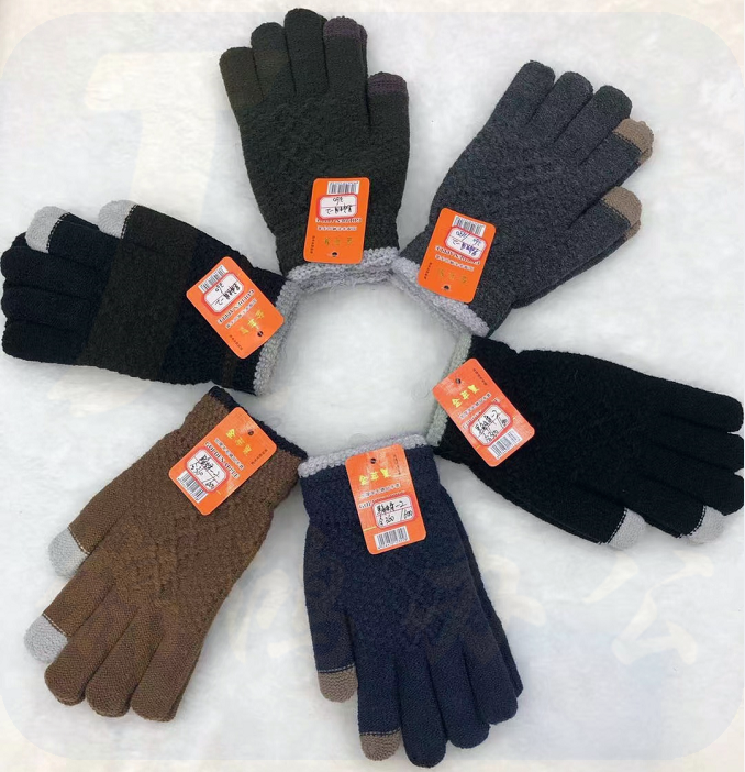 触屏手套 防滑加绒毛线针织手套  男款女款备注   颜色随机