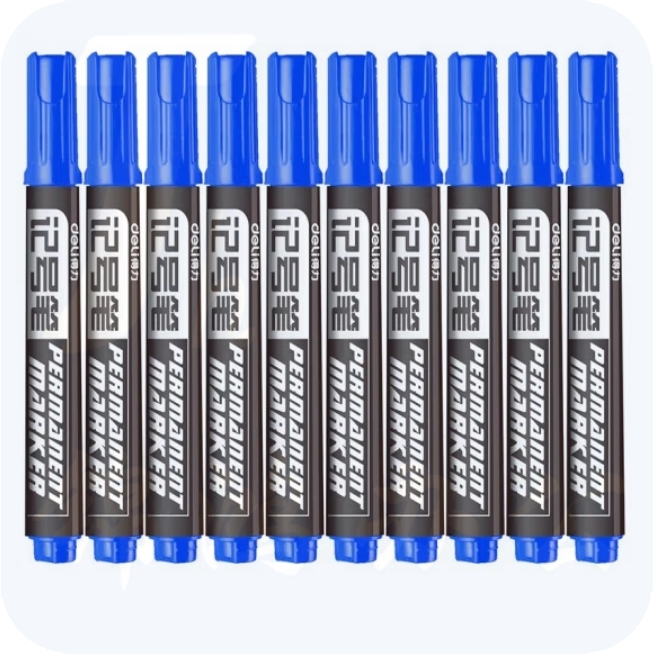 得力6881记号笔 蓝色油性大头笔马克笔 10支/盒 单支价格