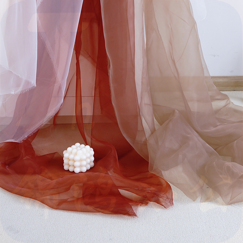 欧根纱桌布 甜品台布置装饰纯色布背景布 香槟色欧根纱布：150*600cm