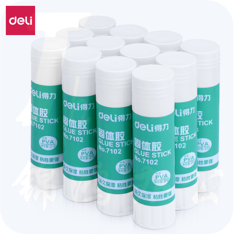 得力7102固体胶21g 高粘度PVA固体胶水/胶棒（12支/盒）；支