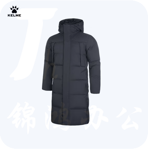 卡尔美  长款羽绒服   加厚防寒保暖外套8161YR1003 黑色  货号：JC