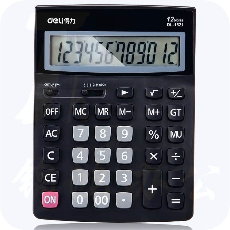 得力 12位双电源计算器 金属面板1521A 黑色