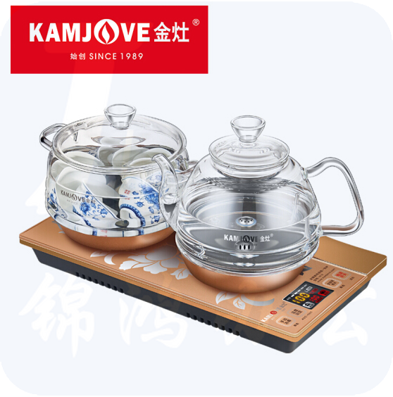 金灶 H9玻璃电茶壶 全智能底部自动上水电热水壶 茶盘茶具套装 香槟金(37*20cm）