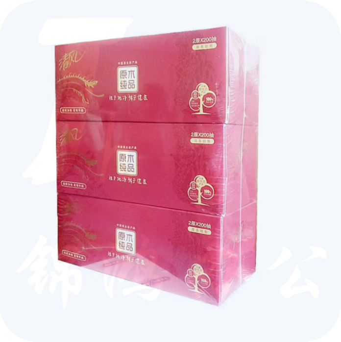 清风盒装纸巾 B338AFD 二层 200抽 3盒/提