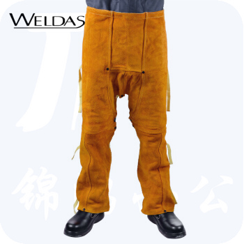 威特仕 / WELDAS 44-2436 金黄色牛皮电焊专用工作裤单前幅敞开式电焊裤91厘米长 1件