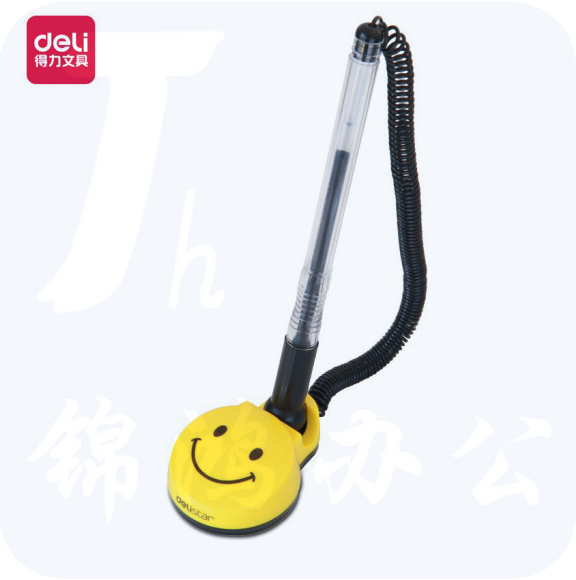 得力  6793 微笑办公桌面台笔 可粘贴台式中性笔  0.5mm 黑色   24支/盒