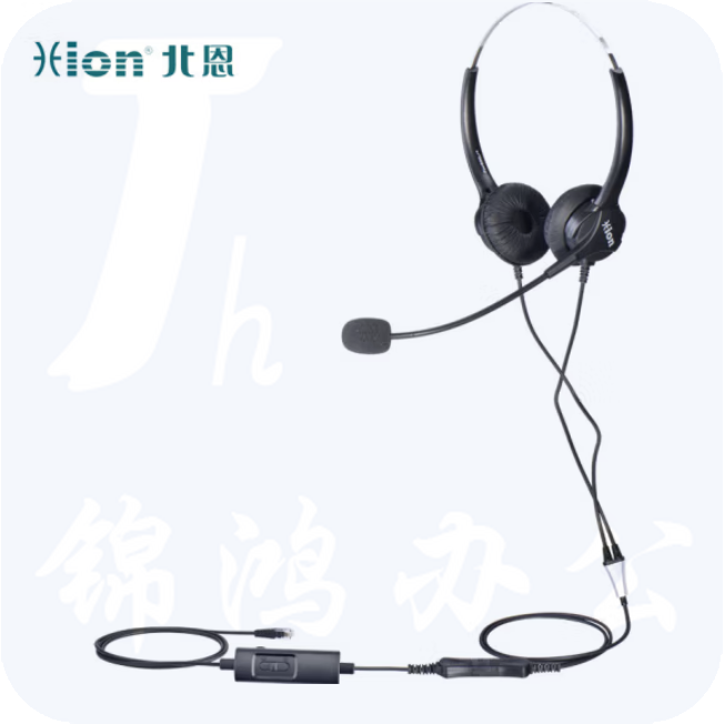 北恩 FOR600D-QD 头戴式双耳话务耳机/呼叫中心/坐席电话耳麦-水晶头+调音量+闭音