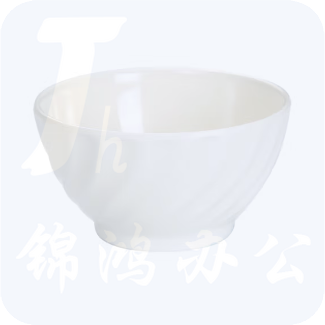 密胺碗仿瓷碗 米白色旋纹碗 直径约19.8cm高度约7.5cm
