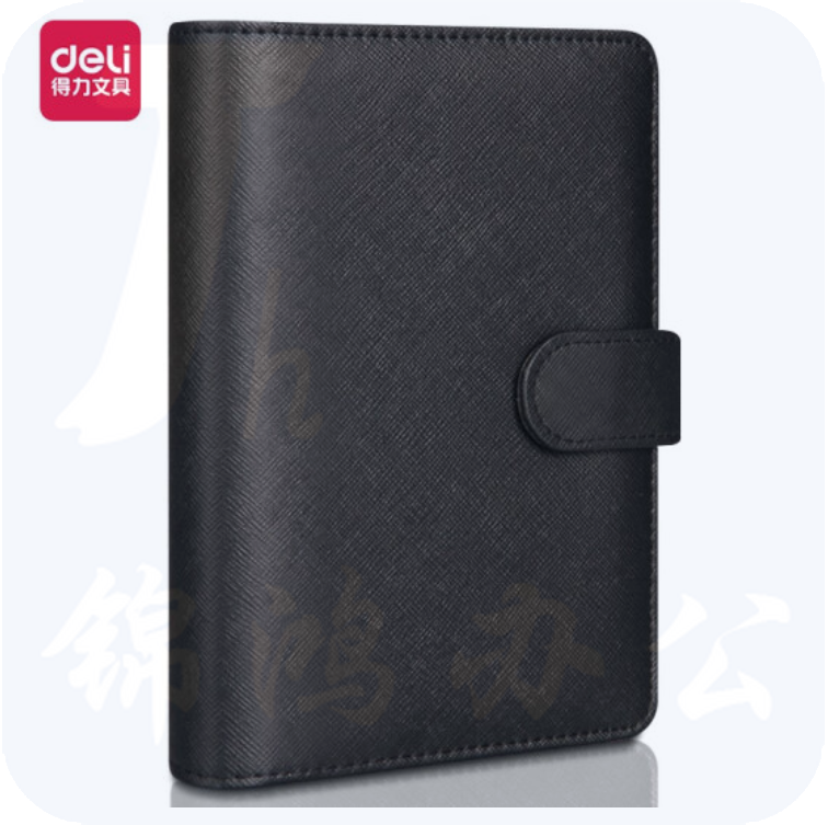 得力3152活页本记事本 6孔/48k 皮面本100张