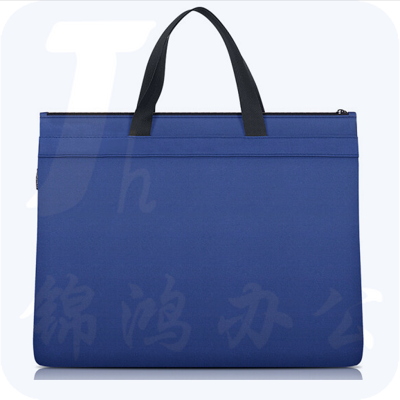 得力5845手提拉链袋公文包390*290*15mm(蓝)帆布面料