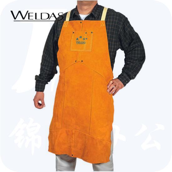 威特仕 / WELDAS 44-2142 金黄色 牛皮护胸围裙 107cm电焊烧焊用耐磨隔热围裙 1件