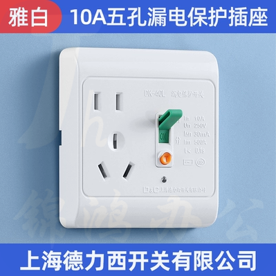 德力西  漏电保护开关   10A五孔 雅白  货号：JC