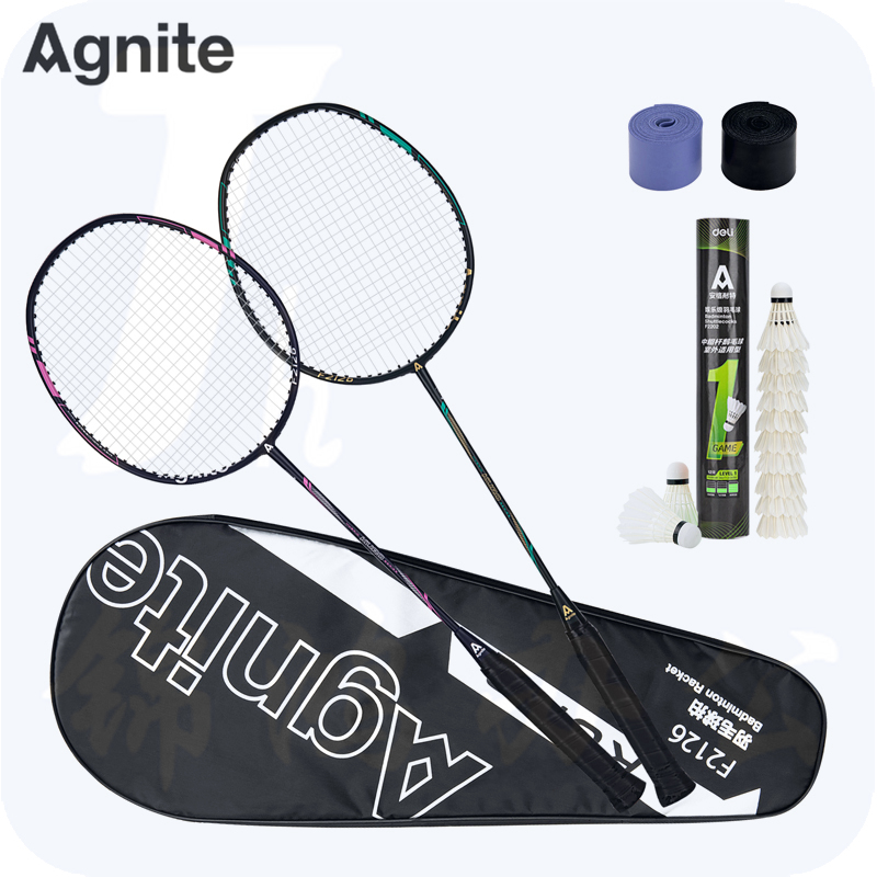 安格耐特F2126碳铝羽毛球对拍(赠12只球)(赠2个手胶)(紫色+绿色)(副)