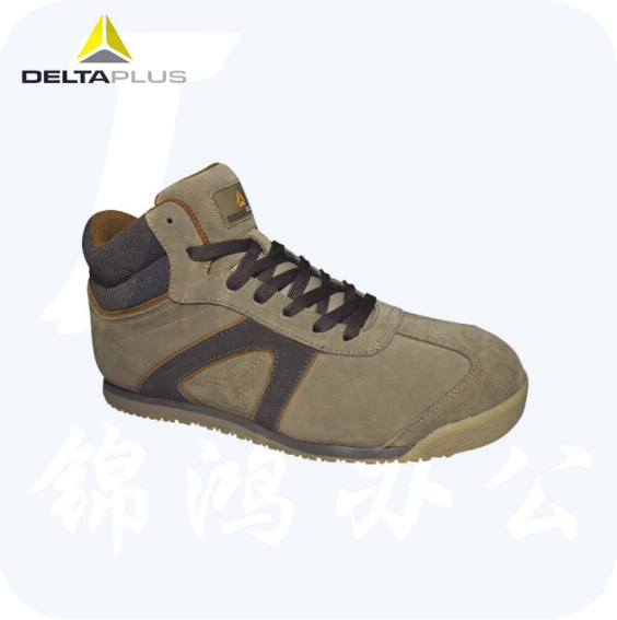 代尔塔 301343 中帮翻毛皮安全鞋 防砸防刺穿防静电 棕色