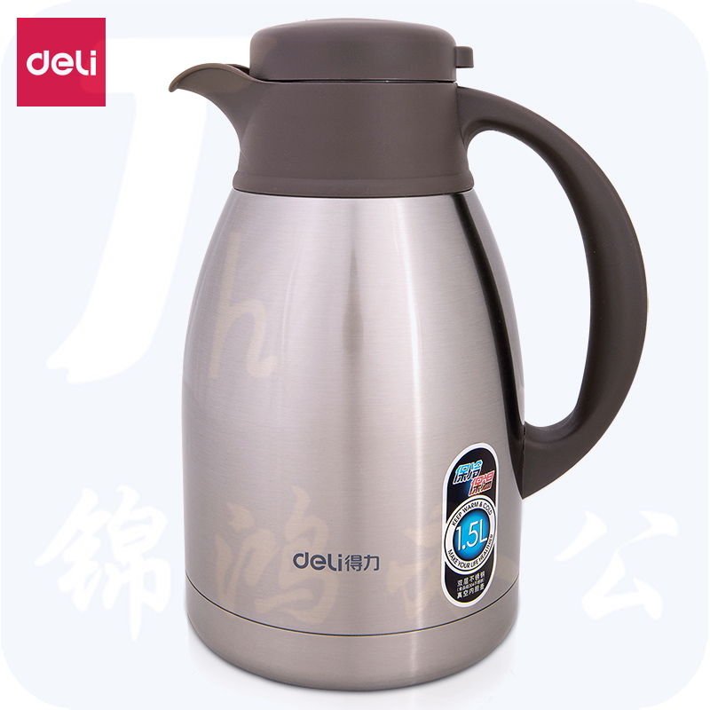 得力8966保温壶(本色)(个)1.5l不锈钢内胆