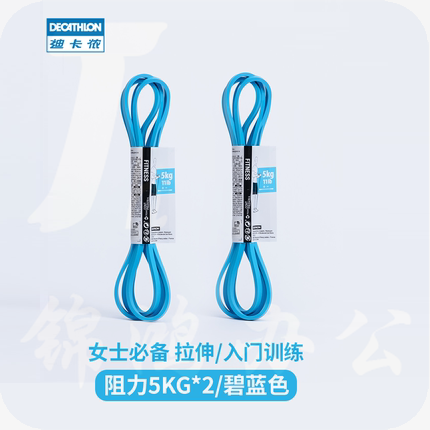 迪卡侬  弹力带 健身拉力绳拉力带   5KG 2个/套