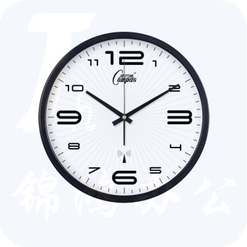 康巴丝  D003-黑色 12寸30cm*30*5cm 三代智能电波钟 挂钟静音钟表