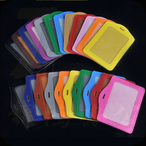 彩色 胸卡pu皮卡套 证件卡套 仿皮工作证卡套