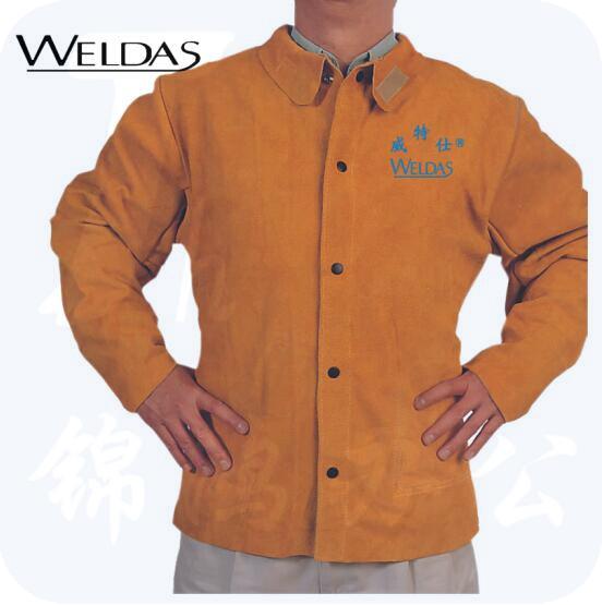 威特仕 / WELDAS 44-2130 金黄色全牛皮上身焊服电焊烧焊专用工服耐磨隔热抗火 XXXL 1件
