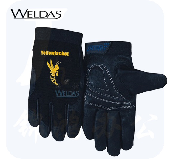 威特仕 10-2660 雄蜂王猪皮机械师手套抗油污防潮赛车手手套舒适灵活黑色 1副