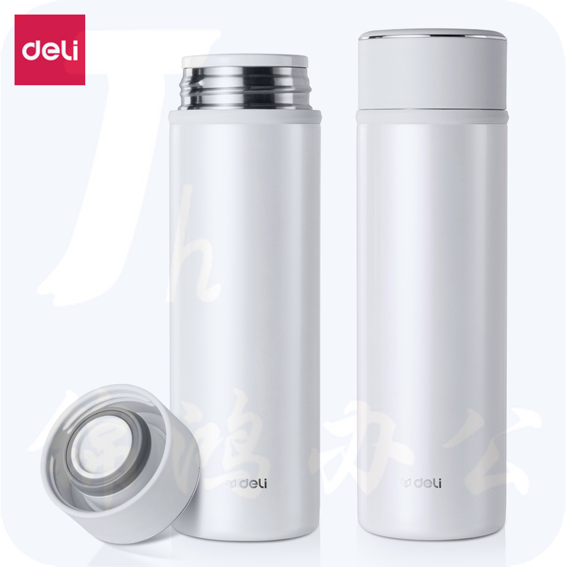 得力LL601-BWE商务保温杯（500ml）(白)(个)