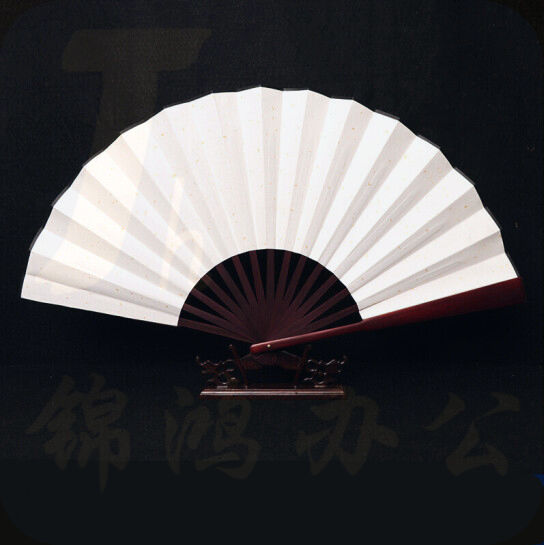 扇子折扇空白题字书法宣纸扇 镂空骨（单面洒金） 货号：GD