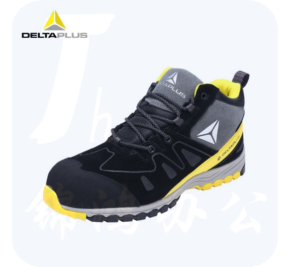 代尔塔 301339(黄黑色-高帮) 新款劳保鞋 运动系列反绒牛皮面安全鞋