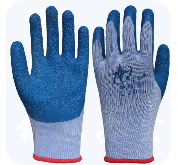 星宇L108 300浸胶手套  耐磨防滑防水皱胶手套 12付/包