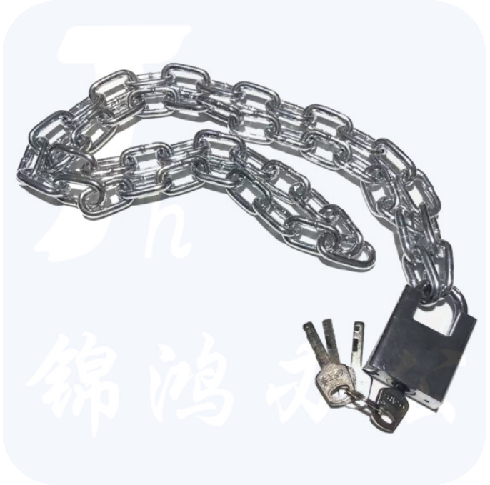 大宝 链条锁/防盗车锁 加粗加长链条锁家用锁具防剪防盗车锁电动车自行车锁铁链子门锁8MM*1M，配四把钥匙