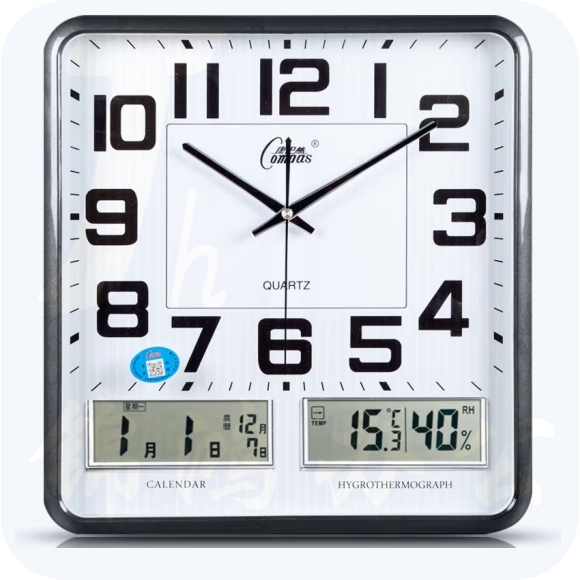 康巴丝 挂钟 双显万年历挂表 16英寸(直径37*35厘米)2988钟表