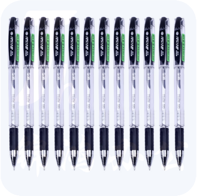 晨光 K37 黑色中性笔 0.38mm拔帽签字笔12支