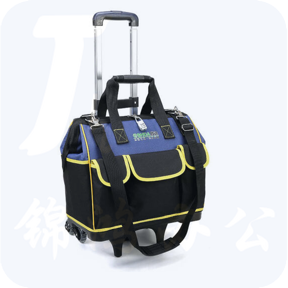 带轮工具包 蓝色大号拉杆滚轮帆布包 多功能工具箱 尺寸：46*25*34cm 货号：JC