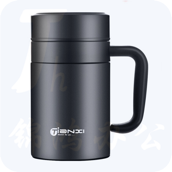 天喜 黑色520ml 保温杯 泡茶杯304不锈钢水杯带把手杯