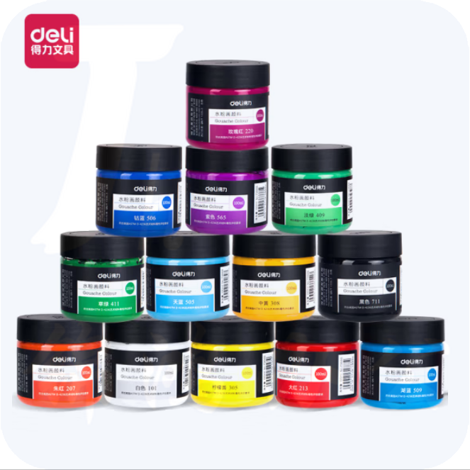 得力73888_24色备选 100ml水粉颜料罐装美术绘画色彩（下单备注颜色）单罐价格