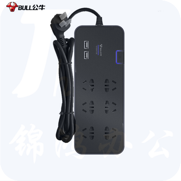 公牛 GN-H306U接线板 3米线 6位+2USB总控 抗电涌插座防雷插排