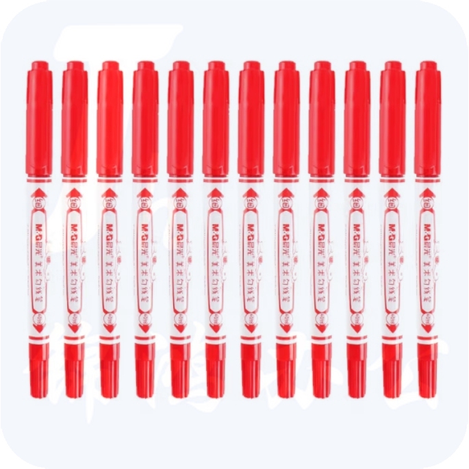 晨光 SPM21302 记号笔 12支 双头美术勾线笔 红色