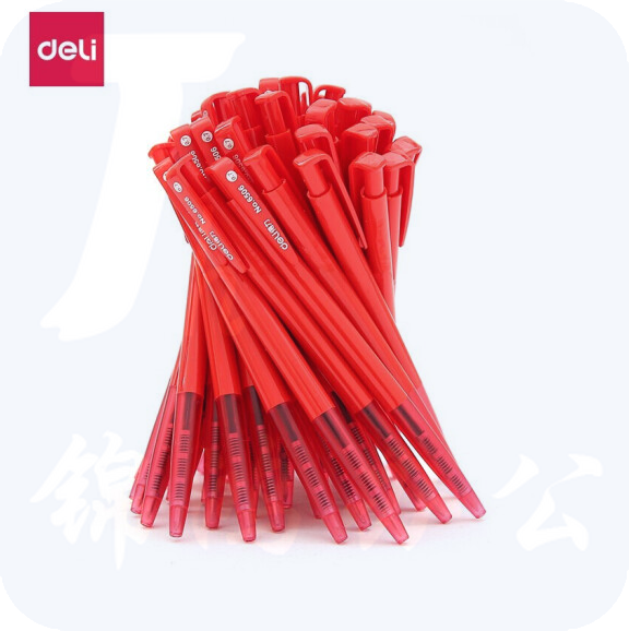 得力6506圆珠笔0.7mm子弹头(红)60支