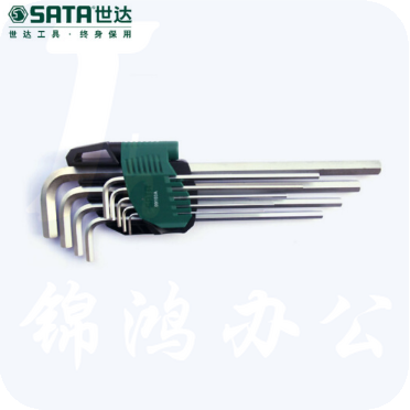 世达（SATA）9件套铬钒钢特长内六角扳手  09103A