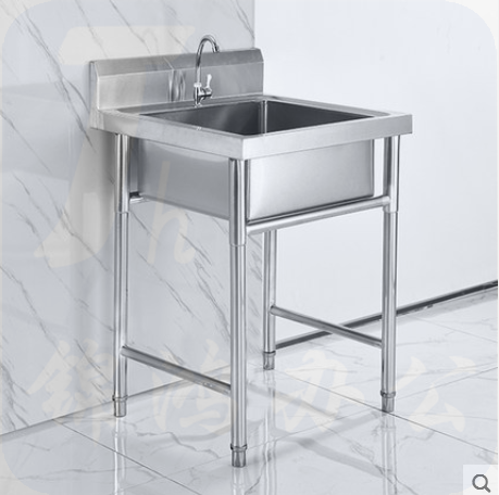 商用不锈钢单眼水槽定做水池食堂酒店水池 带龙头600*600*800 材质1.2厚