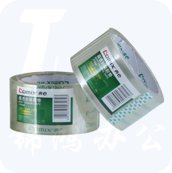齐心（COMIX）单卷装55mm*60y(54.9米）高透明胶带 宽封箱胶带 办公文具 JT5506
