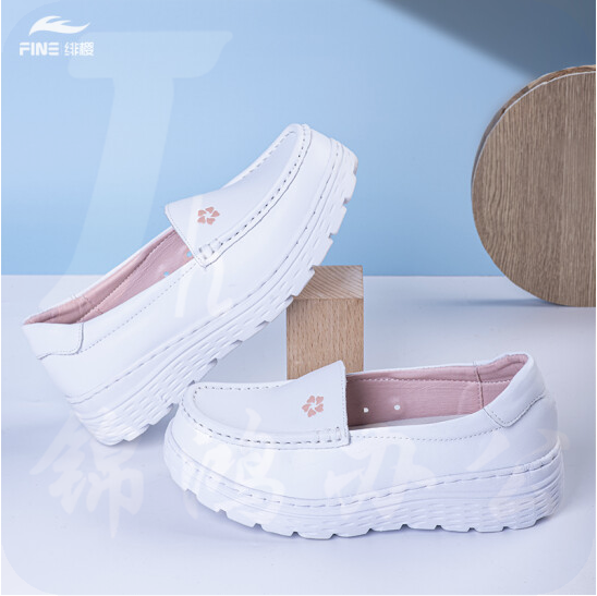 绯樱 NE06气垫护士鞋女春秋季款真牛皮透气平底浅口低帮33~42码