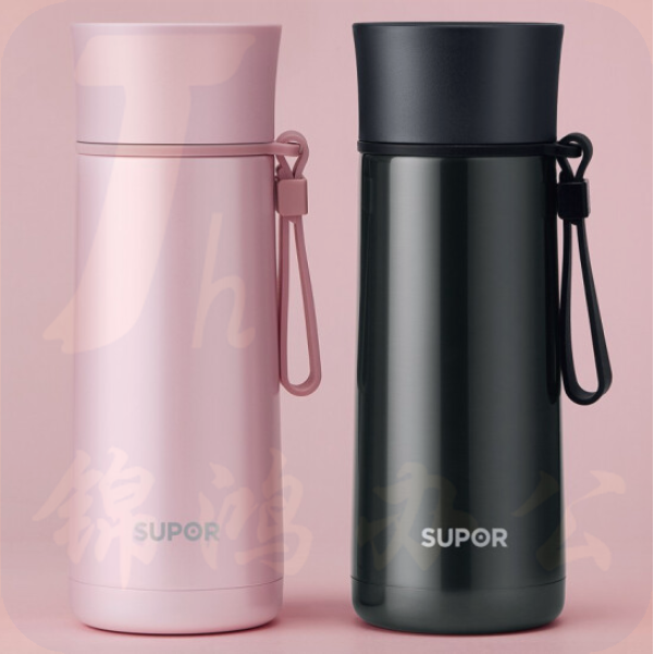 苏泊尔  TK1944Q 随行真空保温杯 竹韵系列套装杯 墨黑+蔷薇粉 350ml 货号：WY