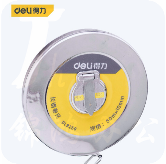 得力(deli)  DL9250  盘式钢卷尺 长钢卷尺大量程工程测量尺50mx10mm    GD