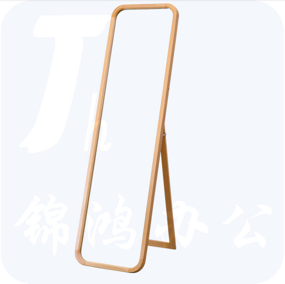 镜子 落地式实木贴墙穿衣镜  全身镜 原木色  154*37.5cm