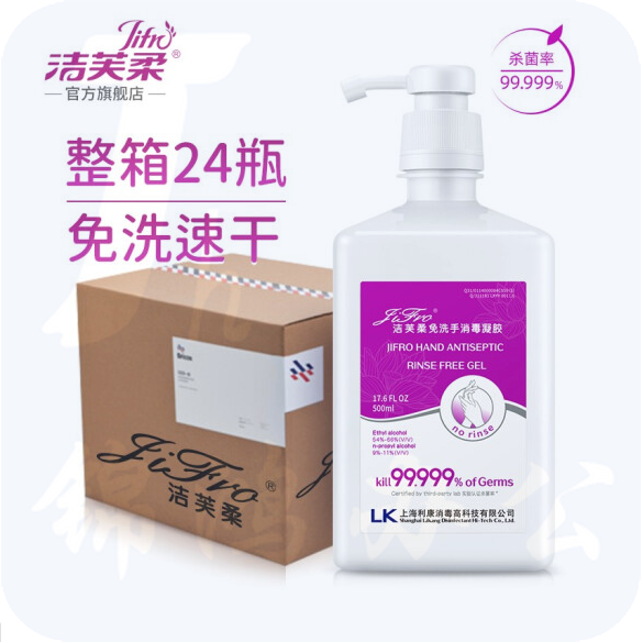 洁芙柔（Jifro）500ml*24瓶装 免洗消毒液凝胶杀菌消毒洗手液 整箱