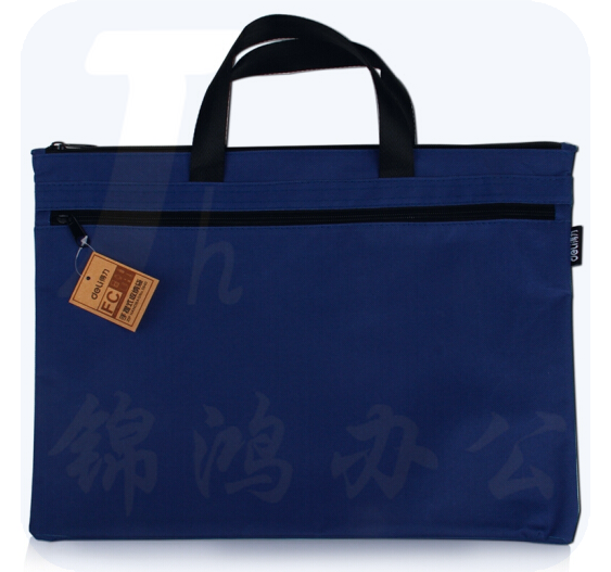 得力 5840 牛津布公文包/文件袋 双层手提袋 蓝色  单位：个