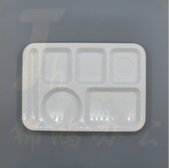密胺快餐盘六格 多格盘分格餐盘白色塑料盘子学校食堂餐 货号：JC