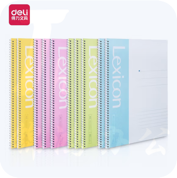 得力 7683 办公螺旋本(混)-60张- A5(148*210mm)