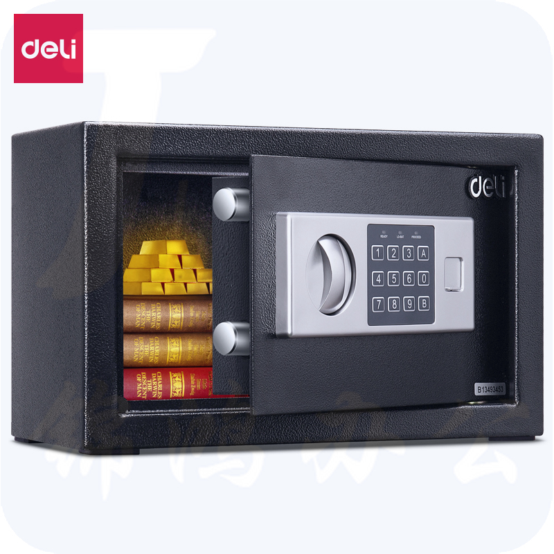 得力16654小型电子密码保管 箱 高度20cm(黑色)